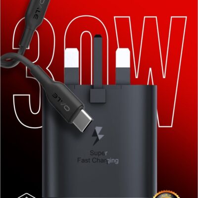 OALE iFast 70 | 30W Super Fast Wall Charger with 100cm Type-C Cable | UK 3-Pin Plug | 12+1 Month Warranty