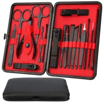 EasyLife 18 in 1 Stainless Steel Professional Pedicure and Manicure Grooming Kit with Leather case