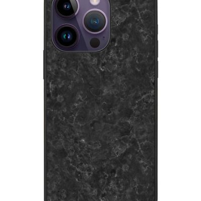 Stylizedd Rugged Black edge case for Apple iPhone 14 Pro Slim fit Soft Case Flexible Rubber Edges Anti Drop TPU Gel Thin Cover - Marble Texture Black