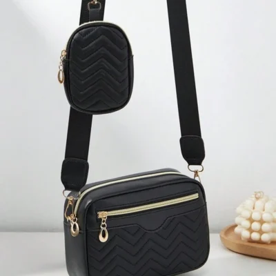 Women Small Square Shoulder Crossbody Quilted Pouch Purse