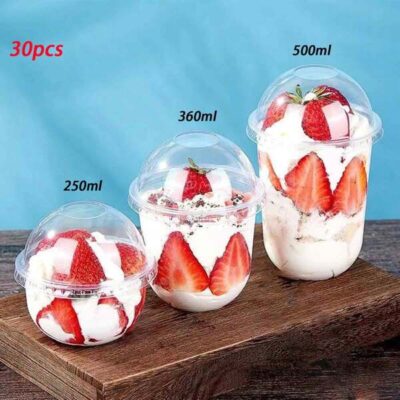 20pcs/30pcs 250ml/360ml/500ml Round Mousse Cups With Lids, Cake & Party Food Containers, Plastic Containers With Lids For Desserts, Cakes, Fruits, Living Room, Kitchen And Office, Weddings, Parties, Birthdays, Picnics And Bakeries, Great Gifts For Men, Moms, Dads And Friends On Graduations And New Year, Fun And Practical Gifts. , For Christmas Party |