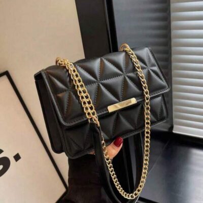 1pc Fashionable Solid Color Pressed Texture Flap Chain Mini Shoulder Bag