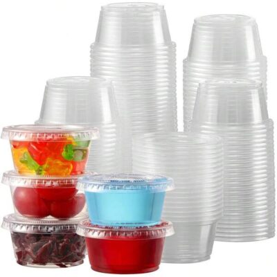 2 Oz Disposable Plastic Cups, Small Plastic Containers With Lids For Meal Prep, Airtight And Stackable Portion Cups, Salad Dressing Containers, Dipping Cups, Salad Dressings, Condiment Cups, 60 Ml Plastic Cups For Jello Shots And Medications Small Plastic Containers With Lids.