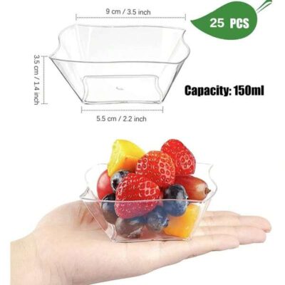 25/50/100 Pcs Plastic Dessert Cups, 150ml Streamline Dessert Bowl Clear Parfait Appetizer Cup Reusable Serving Bowl For Dessert Pudding Mousse Party (9 X 9cm) |
