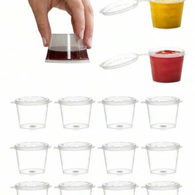 [Cross-Border Bestseller]300pcs Leak-Proof Compartment Boxes, 1oz Mini Containers, Stackable Sauce Cups, Commercial Catering Supplies + DIY Storage Organizer (Transparent Sealed Portable Version For Salad Dressing/Slime) |