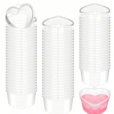 5/10/25/50pcs Heart-Shaped Disposable Plastic Cups With Leak-Proof LIDS Can Be Used In Cream Cups, Jelly Cups, Small Condiment Storage Containers, Shot Glasses, Dip Cups, Salad Dressing Containers, Pudding Cups, Condiment Storage Containers, Clear Food Cups, DIY Liquid Balls, Soft Clay, Valentine's Day Parties, Mother's Day Gifts, Gifts, Bridal Showers