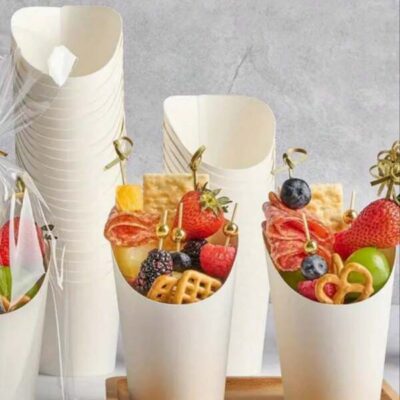 10pcs/20pcs/30pcs/40pcs/50pcs Egg Tart Cup Thick Kraft Paper Tapered Cups, French Fry Cups, Baking Packaging Boxes, Lce Cream Cups,Round Dessert Packaging Boxes[Thickened Version]