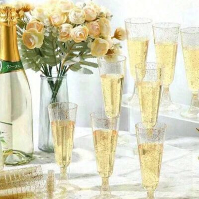25pcs Champagne Flutes Sparkling Champagne Bar Cups Clear Toasting Glasses For Picnics Weddings Parties Cocktail Event Supplies And Outdoor Celebrations Elegant & Easy Clean Up |