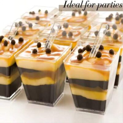 50 Pieces 5 Ounce Plastic Dessert Cups, Mini Dessert Cups, Suitable For Yogurt Parties, Appetizers, Puddings, Fruits And Ice Cream, Applicable For Birthdays, Weddings, Party Gatherings, Camping, Cake Shops, Etc,Christmas Gift |