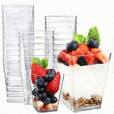 10/50/100/200, 2 Oz/60 Ml Mini Plastic Dessert Cup, Ice Cream Cup, Small Transparent Banana Pudding Cup, Used As A Tasting Bowl For Appetizers, Birthdays, Weddings, And Parties