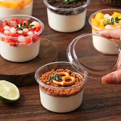 25 Pieces Reusable Cake Cups, With Lids Cold Brew Yogurt Coconut Jelly Oatmeal Cups, Durable And Shatterproof Yogurt Cups, Cream Cake Boxes, Transparent Dessert Cups, Suitable For Cakes, Mousse, Cupcakes, Ice Cream |