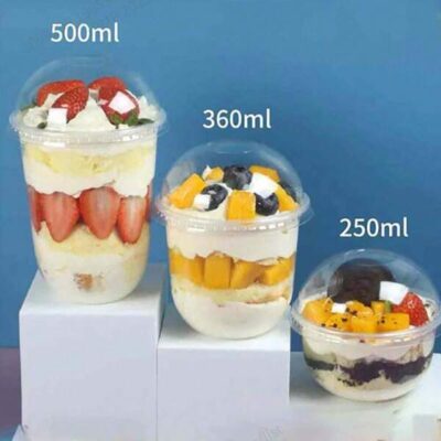 40/30/20/10pcs 250ml/360ml/500ml Round Mousse Cups With Lids, Cake And Party Food Containers, Plastic Containers With Lids For Dessert, Cake, Fruit, Living Room, Kitchen And Office, Weddings, Parties, Birthdays, Picnics And Bakeries, Fun And Practical Gift, Suitable For Halloween Or Christmas Parties