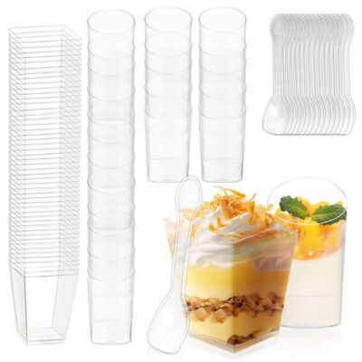 50pcs/Set 2oz Mini Dessert Cups, Mini Pudding Cups, Summer Dessert Cups, Ice Cream Cups, Mousse Cake Cups, Suitable For Mother's Day, Birthday Party, Back To School, Graduation, Wedding Party, Singles' Party, Halloween, Christmas And Other Holiday Parties |