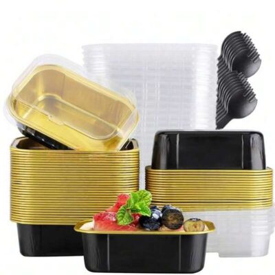 Thickened Aluminum Foil Box, Baking Aluminum Foil Paper Box, Air Fryer Tin Foil, Aluminum Foil Bowl, Pudding Cup, Oven, Basque - Metal Foil Paper Cupcake Liner, Suitable For Cheesecakes And Party Use.