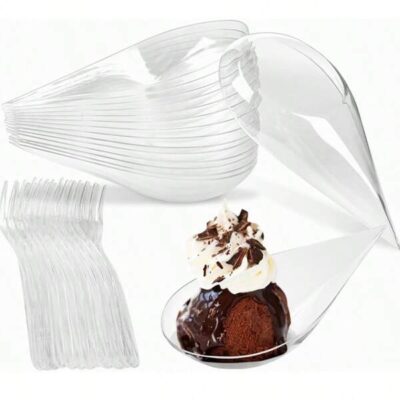 20/100/200 Pieces (Including Fork) Of Mousse Desserts, Cakes, Seasons, Dipping Sauces, Snacks, Parties, Birthdays, Weddings, Afternoon Tea, Desserts, Transparent Colored Cups, Suitable For Festivals And Birthday Celebrations |