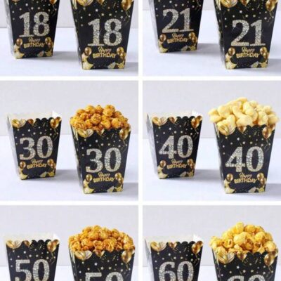 1-12pcs Black Gold Balloon Diamond Style 18th 21st 30th 40th 50th 60th 70th Birthday Food Box, 18th Coming-Of-Age Ceremony Decoration, 21st Birthday Party Room Table Decoration, 30th Birthday Family Movie Night French Fries Box, Popcorn Cups, 40th Birthday Party Kitchen Dining Table Ornaments, 50th Birthday Party Popcorn Buckets Treat Boxes Containers Macaroni Packaging Box, 60th Birthday Party Favors, 70th Birthday Party Gifts |