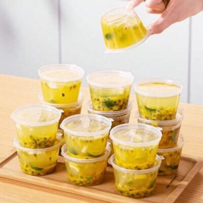 20pcs 20/50/100ml Leak-Proof Seasoning Cup, Transparent Plastic Condiment Cups With Lids, Leak-Proof, Reusable, Anti-Pollution And Odor, Waterproof, Plastic Seasoning Cup With Lid, Transparent One-Piece Seasoning Container, Suitable For Catering, Barbecue, Outdoor Activities, Sealed Salad Dressing Containers, Dipping Cups, Lunch, Party, Travel, |