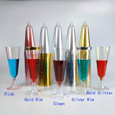 25/50/100Pcs 5.5 Oz Champagne Flutes Champagne Glasses Mimosa Glasses Sparkle Clear Wedding Toasting Glasses Bulk For Party Bar Cocktail Cups,Bulk Gold Plastic Tumblers, Fancy Party Cups For Cold Drinks |
