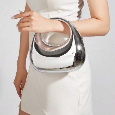 REMANLAND Women Evening Clutch Party Bridal Purse Personalized Mini Elegant Acrylic Metallic Mirror Tote Women's Handheld Evening Metal Chain Bag Handbag Crossbody Purse Wedding Party Bag For Women And Girls, Perfectly Matching With New Years Outfit, Excellently Matching With Party Dresses For Women