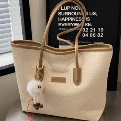 Large-Capacity Women's Fashionable Versatile Shoulder Bag, New Tote Canvas Handbag, Preferred Design, Perfect For School, Commuting, And Shopping(No Pendant)
