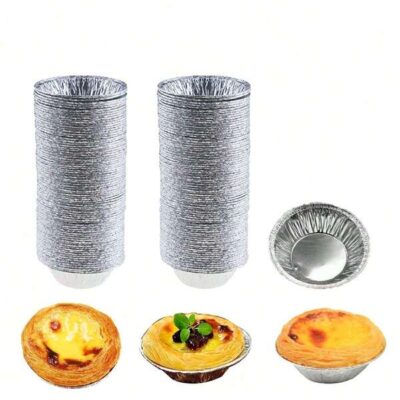 200 Pcs Disposable Aluminum Foil Egg Tart Molds | 7*2cm Mini Round Baking Cups For Tarts, Pie Pan , Milk Puddings & Desserts |