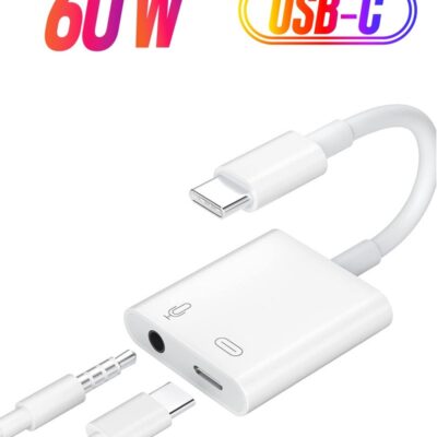 ELTRAZONE USB C to 3.5mm Headphone Adapter and Charger,Type C to Aux Audio Jack with 60W PD Fast Charging For Stereo Earphones,Hi-Fi DAC Chip Support Lossless Music For iPad pro MacBook Pro/Air
