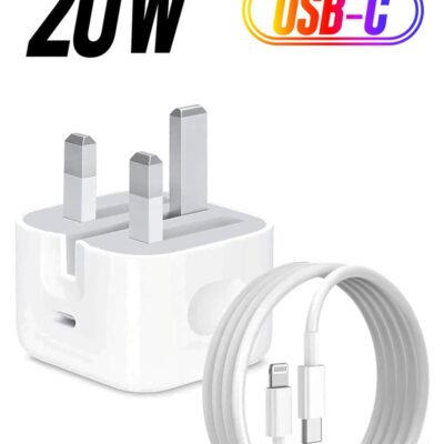 ESCASE iPhone 20W Fast Charger | USB C Wall Fast Charger with USB C to Lightning Cable Compatible with iPhone 14/14 Pro/14 Pro Max/13/12/11/XR/XS Max/X/iPad