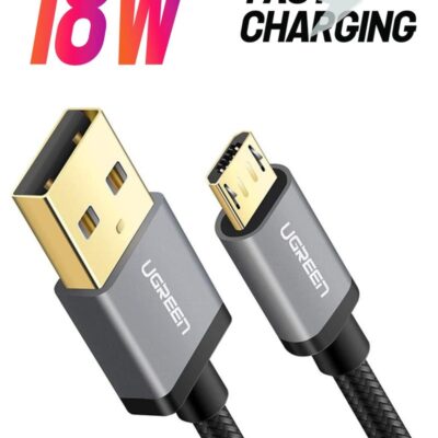 Ugreen Micro USB Cable 1M Nylon Braided Wire Fast Quick Charger Cord USB to Micro USB 2.0 Android Charging Cord Compatible with Note, Nexus, Nokia, PS4 Black