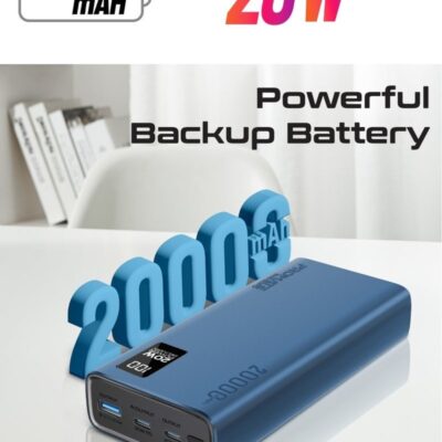 20000mAh Power Bank – Ultra-Slim Portable Charger with LCD Display – 20W USB-C PD Input/Output, QC 3.0 Fast Charging – Dual USB & USB-C Ports – High-Capacity External Battery Pack for Smartphones, Tablets & More – Lightweight, Travel-Ready – Blue