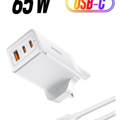 Baseus 65W USB C Charger, 3-Port GaN5 Pro Fast Wall Charger Plug with Dual USB-C and USB-A Ports, Compatible with MacBook Pro M3/M2, MacBook Air, Surface Pro, iPad Pro/Air, iPhone 16 Pro Max/Plus, 15/14/13 Series, Galaxy S25/S24/S23, Steam Deck, USB-C Phones, Tablets, Travel Adapter, Charging Hub (White) White