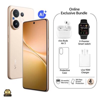 vivo V60 AI Dual SIM 5G Desert Gold 12GB RAM 256GB With Exclusive Gifts - Vivo Bud Air 3, Smart Watch, 90W Charger And 24 Months Warranty + 1 Year Screen Replacement - Middle East Version
