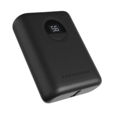 Powerology 10000mAh Portable Power Bank/ Portable/ Fast Charging/ Slim Design/Power Dash 3/ Digital Display - Black