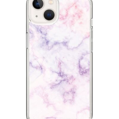 Stylizedd Classic Clear Case for Apple iPhone 14 Plus Case Hybrid Soft Cover Flexible Edges Anti Drop TPU PC Gel Thin Transparent Cover - Marble Print Cotton Candy