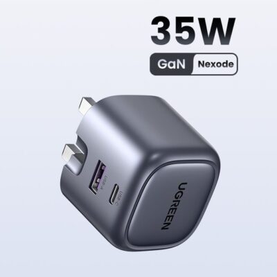 Ugreen Nexode 35W USB C Charger Fast Charging GaN Tech Type C Plug Compact Travel Power Adapter For iPhone 16 15 Series iPad Air Samsung Galaxy Huawei Xiaomi Apple Watch S10 Airpods 4 Grey