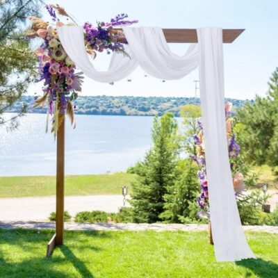 Oasisgalore White Wedding Arch Drapery, 29.5" x 19Ft Panel for Ceremony & Party Ceiling Decor