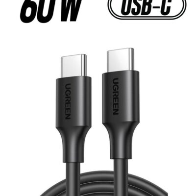 Ugreen 60W USB C to USB C Cable 1M PD 3.0 3A Fast Charging Cord Type C Cable Compatible With iPhone 16 15 Series MacBook Pro iPad Pro Samsung Galaxy S24 S23 Ultra Z Fold OPPO Honor OnePlus Huawei Black