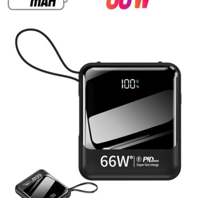 Rock Pow 10000mAh Power Bank 66W Super Fast Charging Including 4 Cables, Compatible with Samsung Galaxy S23/S22/S21/S20/S10, iPhone 14/iPhone 13/iPhone 12 Series/iPad