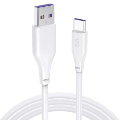 erorex 5A/65W Super Charger TYPE C cable, Fast charging Super Vooc cable Compatible with Huawei P30/P20, Realme XT, Realme XT 730G, Realme X2, Realme C12, Realme 6 Pro, Realme 7/7 Pro - WHITE, 1M