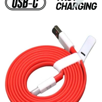 NEW Dash Charge Type-C Flat Charging Cable -- Red, Fast Charging & Data Transfer