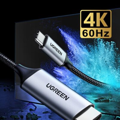 Ugreen USB C to HDMI Cable 1M, USB 3.1 Type C Thunderbolt 3 to HDMI 4K At 60Hz UHD Adapter Compatible With iPhone 16/15 Series,iPad Pro/Air/Mini,Samsung S24/S23 Ultra,MacBook Pro,Dell XPS Black