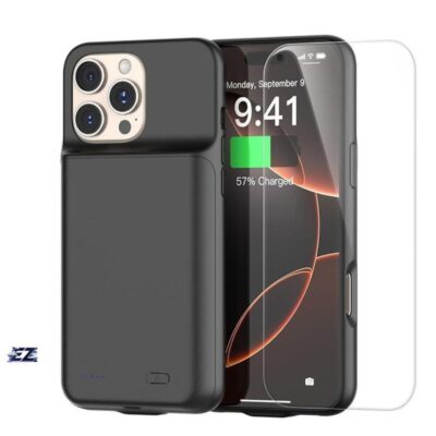 ELTRAZONE Upgraded 7000mAh Battery Case for iPhone 16 Pro Max (6.9"), 15W Fast Charging Portable Charger with HD Tempered Protective Film for Extra Power on the Go