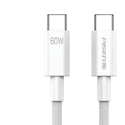 Pisen USB C Cable 60W PD Type C to Type C Charger Cable Fast Charging, Braided Power Cord Data Cable USB-C for iPad Air MacBook Pro iPhone 16/15 Series Samsung Galaxy S23 S22 A9 1M