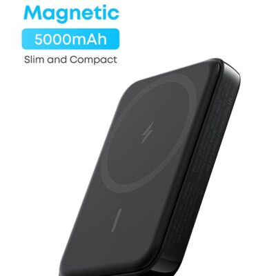 Anker Power Bank, 321 Magnetic Battery (PowerCore Magnetic 5K), 5,000mAh Magnetic Wireless Portable Charger, Compatible with iPhone 16/16 Pro / 16 Plus / 16 Pro Max, iPhone 15 and 14 Series Black