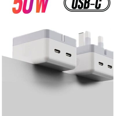 JSBazar Dual port 50W Charger USB C Charger Foldable, USB C Charger 50W PD Fast Type C Plug Compatible with iPhone 14/14 Pro/14 Pro Max/13/12/SE 3, iPad Mini 6, iPad Air 5, Galaxy S22/S21, Pixel 7/6, etc