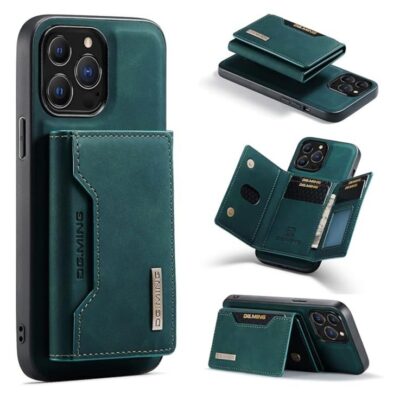Dg Ming Wallet Case iPhone 14 Pro Compatible only, Excuse Premium Leather Phone Case Back Cover Magnetic Detachable with Trifold Wallet Card Holder Pocket for iPhone 14 Pro (Green)