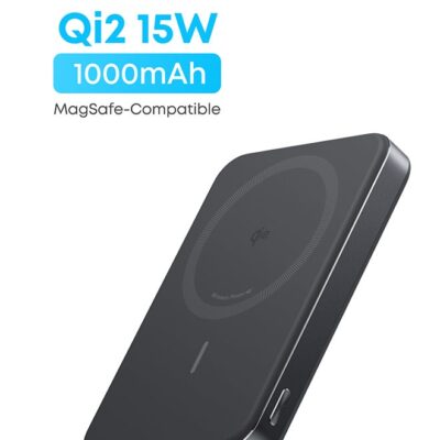 Anker 10000 mAh MagGo Power Bank, Ultra-Slim 10,000mAh Magnetic Portable Charger, Qi2 Certified 15W Ultra-Fast MagSafe-Compatible Battery Pack, Ergonomic Design, For iPhone 16/15/14/13/12 Series Only - Black