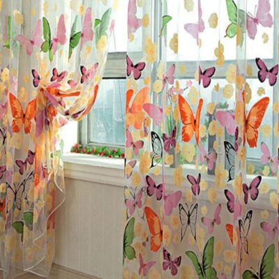 Tulip Printed Window Curtains Multicolour 100x200cm