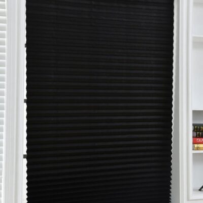 Cordless Blackout Pleated Window Shade Black 35x71inch