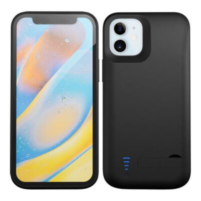 5000 mAh Ultra Slim Flexible Glue Portable Wireless Charging Liquid Silicone Phone Protective Charger Case iPhone 12/12 Pro Black