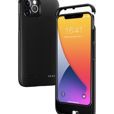 Protective Extended Rechargeable Battery Charger Case Compatible with Apple iPhone 12/12 Pro Black